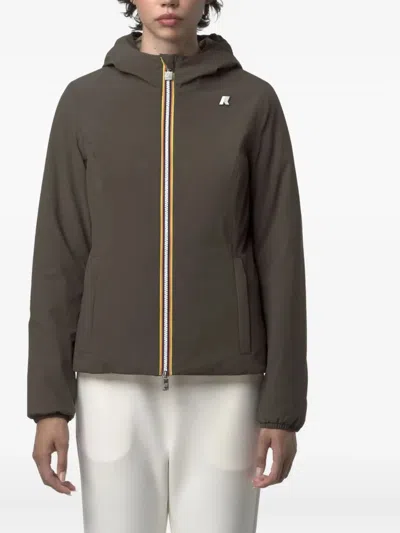 K-way Logo Patch Hooded Reversible Jacket In Green