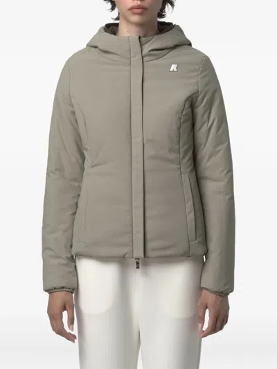 K-way Logo Patch Hooded Reversible Jacket In Green