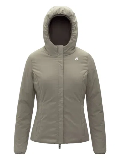 K-way Logo Patch Hooded Reversible Jacket In Green