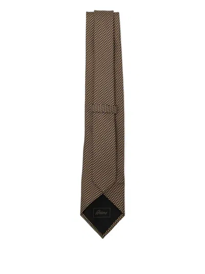 Brioni Patterned Silk Tie In Brown