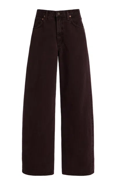 Agolde Low Curve Rigid Mid-rise Tapered Jeans In Brown