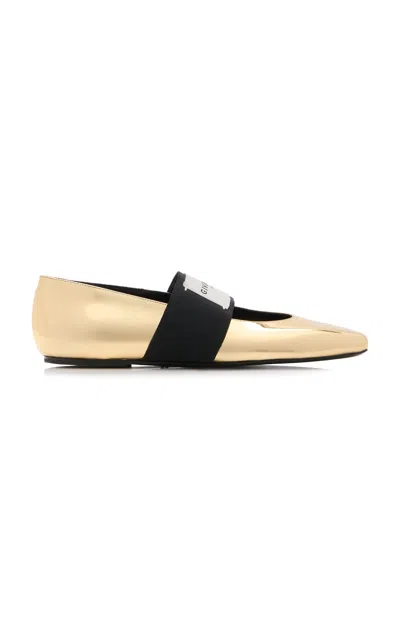 Givenchy Sliced Square Ballerinas In Mirror Effect Leather In Gold