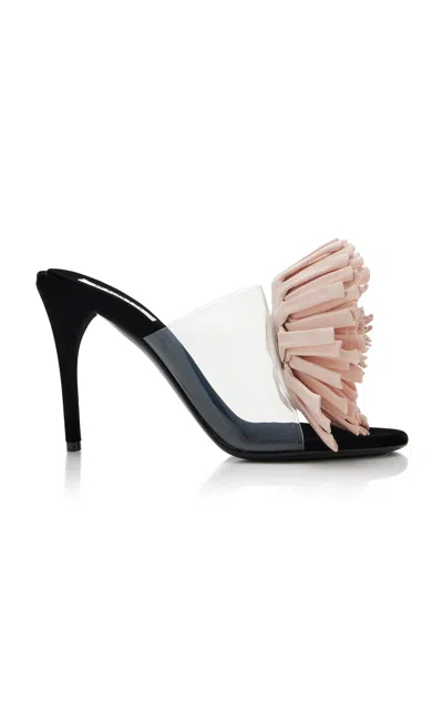 Alaïa Plexi Asymmetric Leather Flower Sandals In Pink