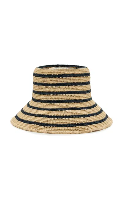 Janessa Leone Harbor Packable Raffia Bucket Hat In Brown