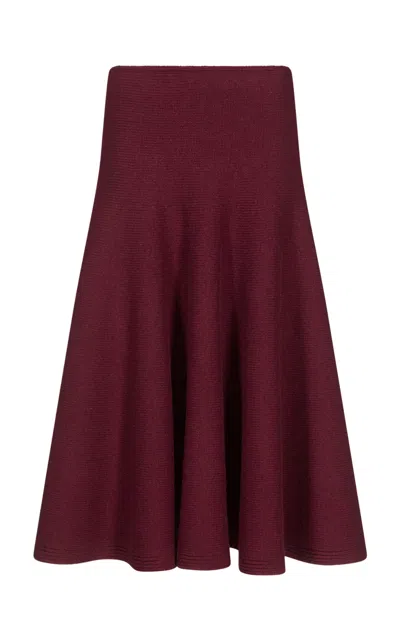 Alaïa Pleated Knitted Cashmere-blend Midi Skirt In Brown