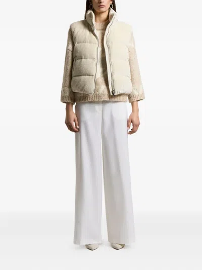 Peserico Stand Collar Puffer Vest In Brown