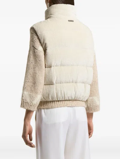 Peserico Stand Collar Puffer Vest In Brown