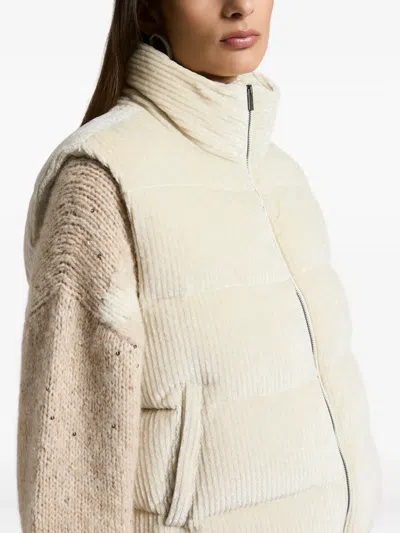 Peserico Stand Collar Puffer Vest In Brown