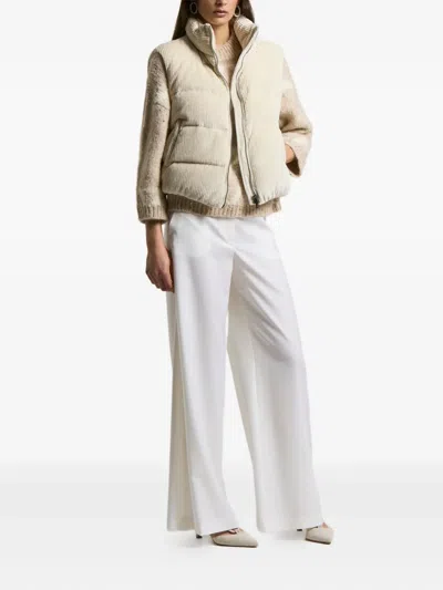 Peserico Stand Collar Puffer Vest In Brown