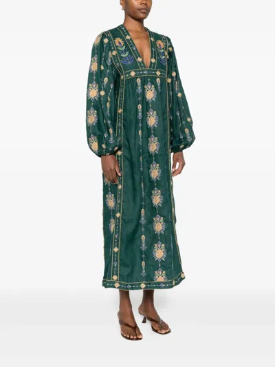 green emerald velvet dress Green Pineapple Tapestry LENZING ECOVERO Euroflax Mini Dress  FARM Rio