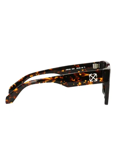 Off-white Tortoiseshell Geometric-frame Sunglasses In Green