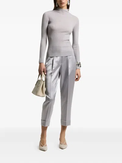 Peserico Rib-knit Mock-neck Top In Gray