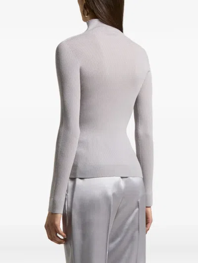 Peserico Rib-knit Mock-neck Top In Gray