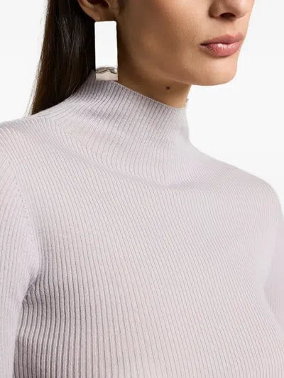 Peserico Rib-knit Mock-neck Top In Gray