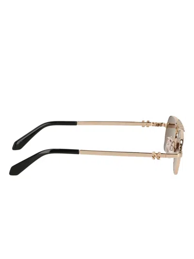 Off-white Oval-frame Double-bridge Sunglasses In Gold
