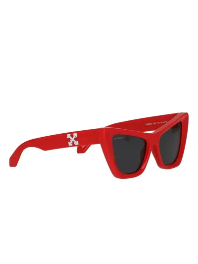 Off-white Cat-eye Logo-detail Sunglasses In Red