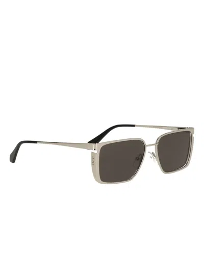 Off-white Metallic-effect Rectangle-frame Sunglasses In Brown