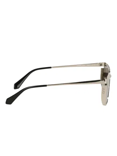 Off-white Metallic-effect Rectangle-frame Sunglasses In Brown