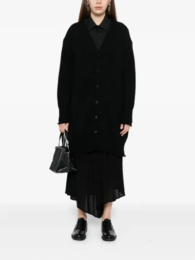 Yohji Yamamoto Intarsia-knit Cardi-coat In Black