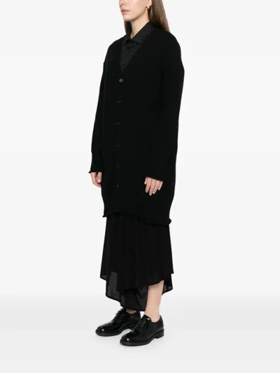 Yohji Yamamoto Intarsia-knit Cardi-coat In Black