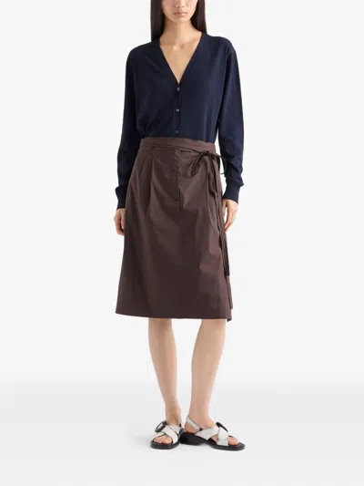 Prada Triangle-patch Buttoned Cardigan In Blue