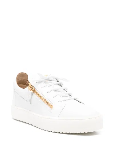 Giuseppe Zanotti Glossy Leather Sneakers In White