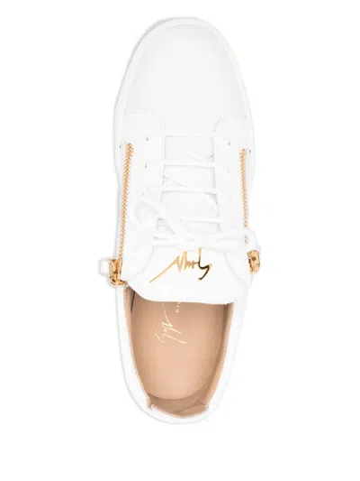 Giuseppe Zanotti Glossy Leather Sneakers In White