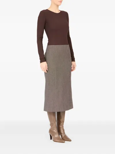 Mm6 Maison Margiela Midi Skirt In Brown