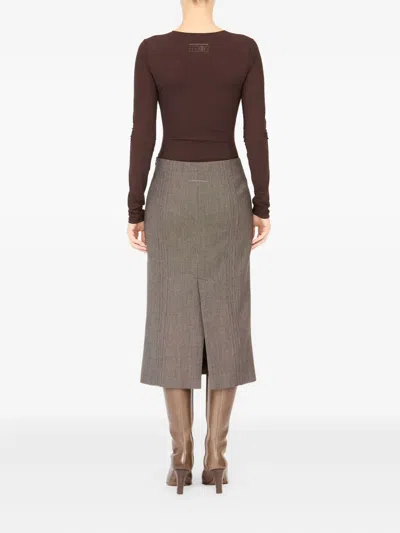 Mm6 Maison Margiela Midi Skirt In Brown