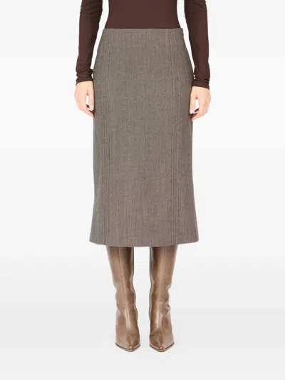 Mm6 Maison Margiela Midi Skirt In Brown
