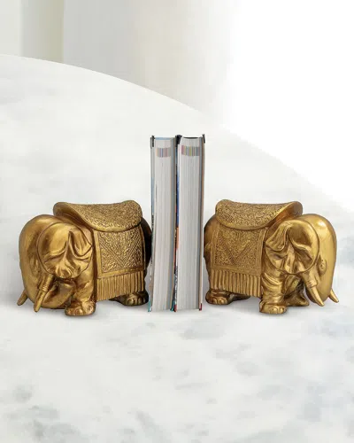 Port 68 Royal Gold Elephant Bookends, Set Of 2 In Gold