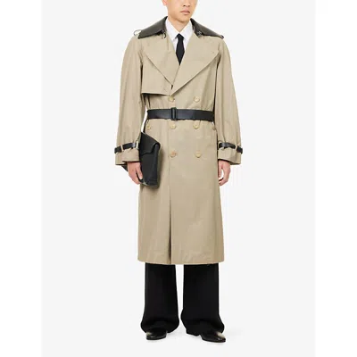 Givenchy Mens Beige Double-breasted Contrast Cotton Blend Trench Coat In Neutral