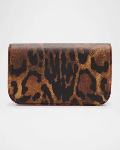Christian Louboutin Paloma Small Clutch Bag In Bengal-print Calf Leather In Brown