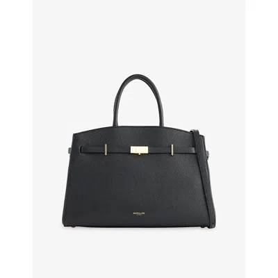 Demellier The Hudson Midi Grained Leather Top Handle Bag In Black