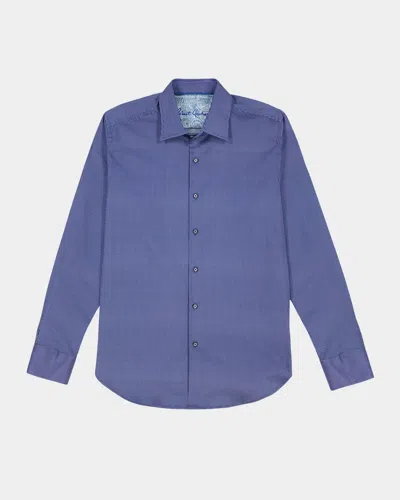 Robert Graham Cortland Stretch Cotton Button-up Shirt In Blue
