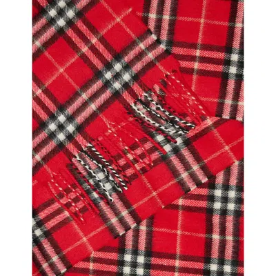Burberry Check Cashmere Scarf In Red