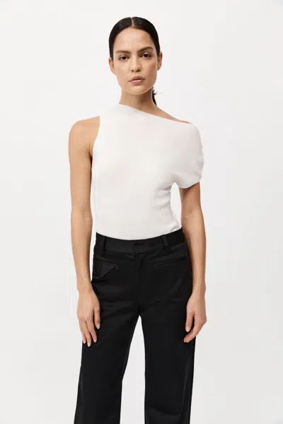 St Agni Asymmetric Knit Top In Off White