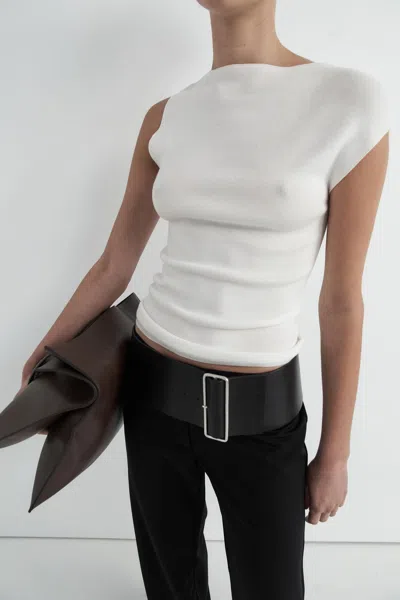 St Agni Asymmetric Knit Top In Off White