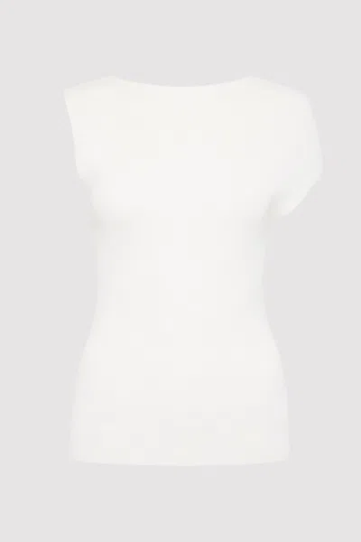 St Agni Asymmetric Knit Top In Off White