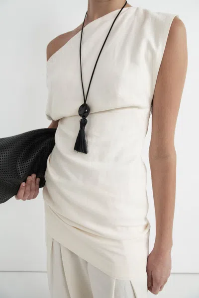 St Agni Asymmetric Mini Dress In Ivory