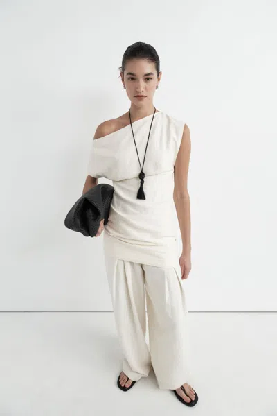 St Agni Asymmetric Mini Dress In Ivory