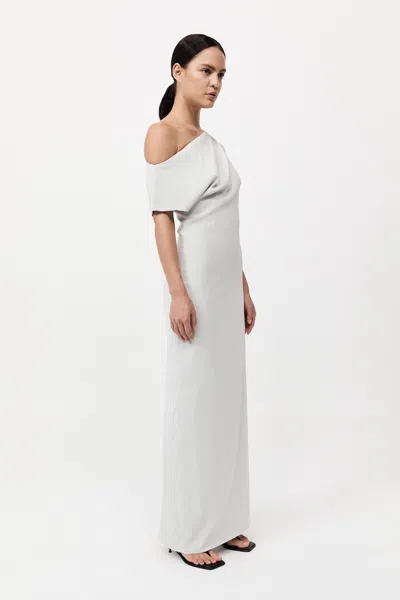 St Agni Asymmetric Off Shoulder Dress In Silver
