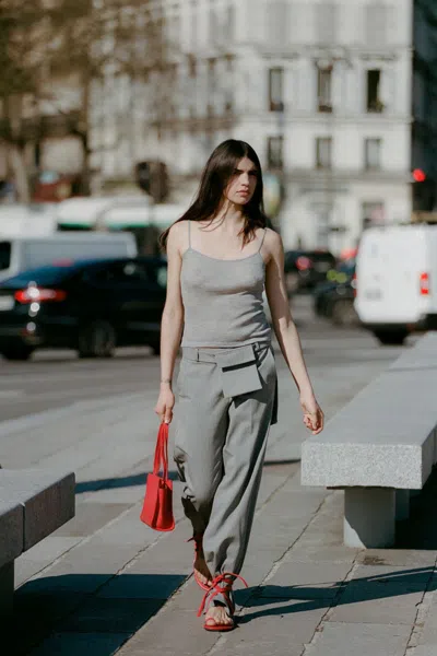 St Agni Merino Wool Cami Top In Gray