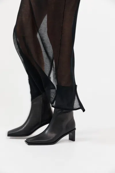 St Agni Block Heel Leather Border Boots In Black