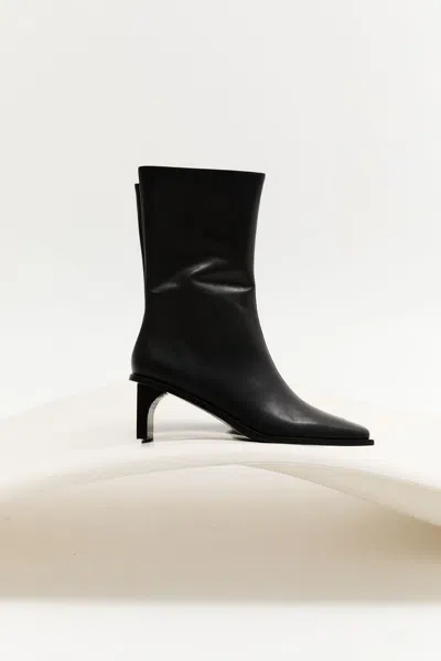 St Agni Block Heel Leather Border Boots In Black