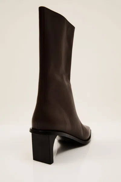 St Agni Block Heel Leather Border Boots In Brown