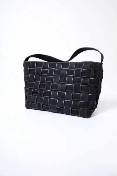 St Agni Border Woven Large Tote In Black