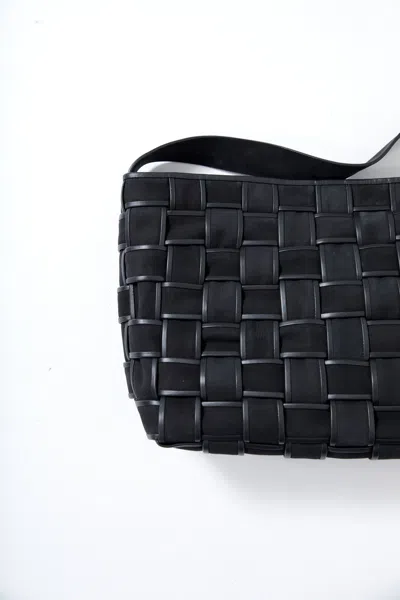 St Agni Border Woven Large Tote In Black