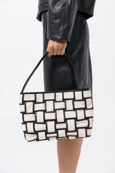 St Agni Border Woven Mini Tote In Brown