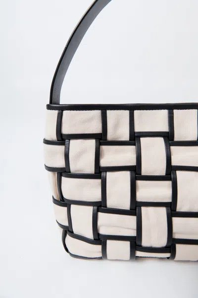 St Agni Border Woven Mini Tote In Brown